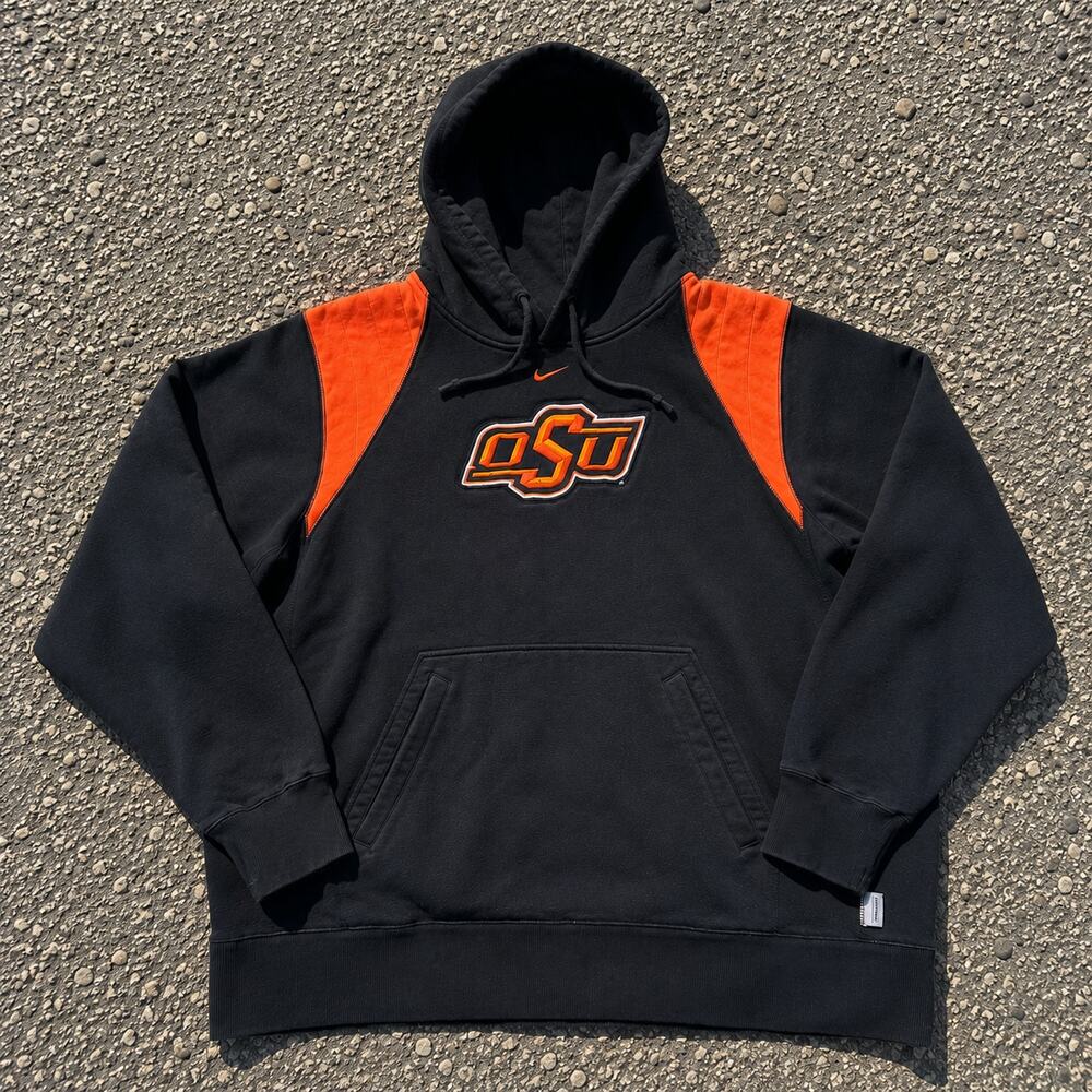 Vintage Nike Oklahoma State Hoodie Mens XXL Y2K Center Swoosh Black Collegiate